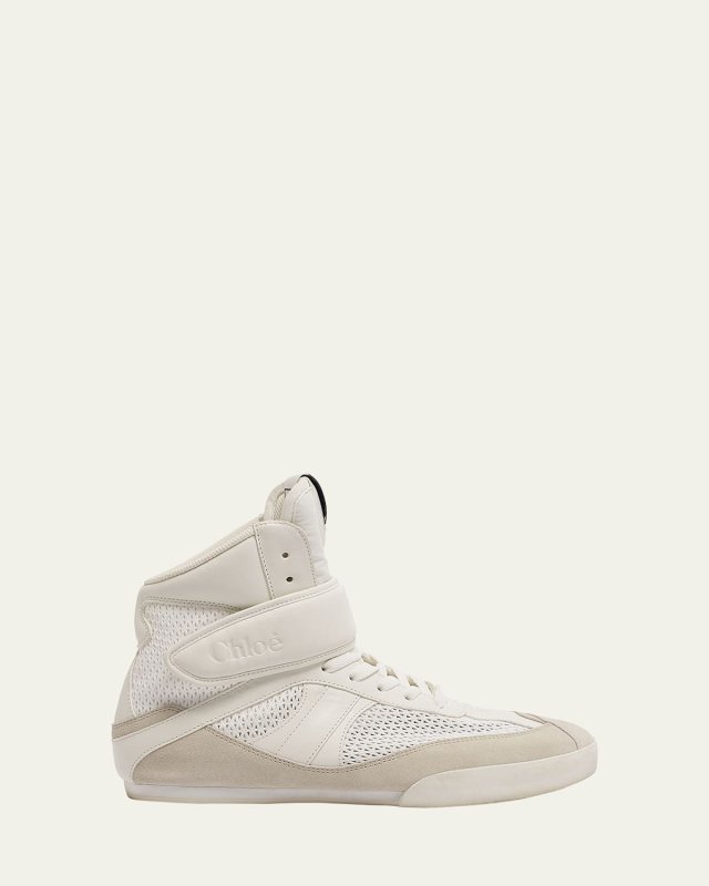 Kick High-Top Mesh Leather Sneakers